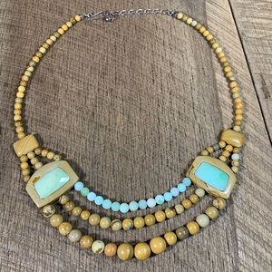 Jay King DTR 925 Brown Jasper Aqua Accent Necklace